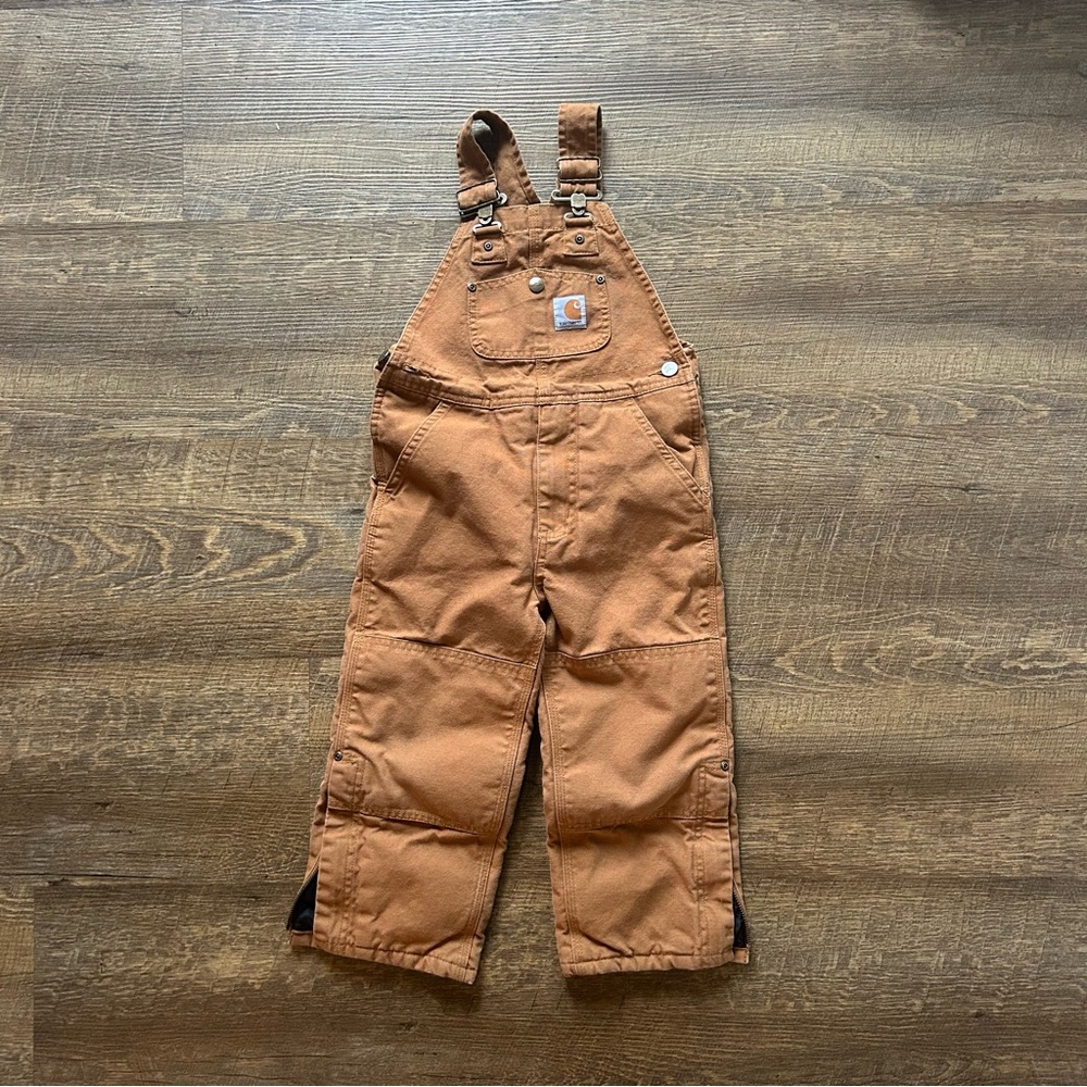 Carhartt Everyday Bibs Overalls Brown Toddler Kids Tan Size 4